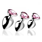 Pink Heart Gem Anal Plug Set Sex Toy Product