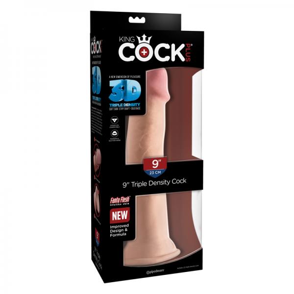 King Cock Triple Density 9 inches Cock, Balls Beige Sex Toy Product