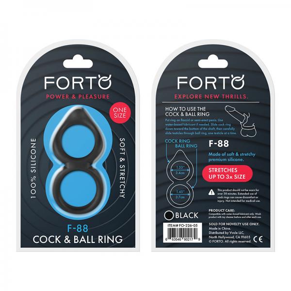 Forto F-88: Double Ring 100% Liquid Silicone Black Sex Toy Product