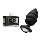Ouch Extra Large Ribbed Diamond Heart Plug - Black Sex Toy Product