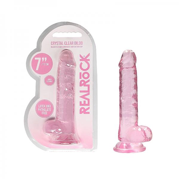 Realrockrealistic Dildo With Balls 7" Pink Sex Toy Product