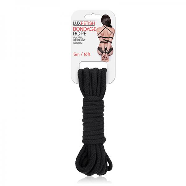 Lux Fetish Bondage Rope 16 Ft/5 M - Black Sex Toy Product