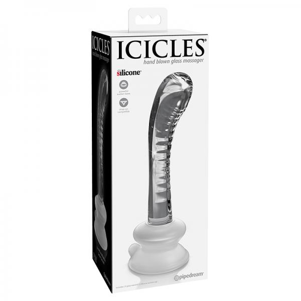 Icicles No. 88 - Glass Suction Cup G-spot Wand - Clear Sex Toy Product