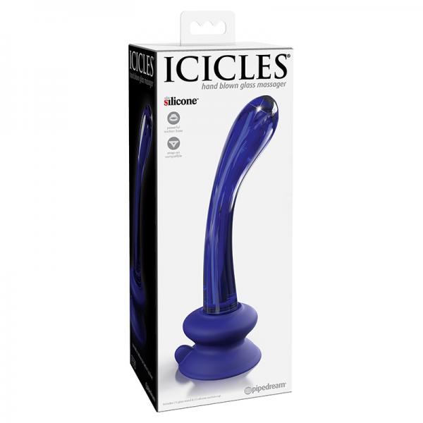 Icicles No. 89 - Glass Suction Cup G-spot Wand - Blue Sex Toy Product