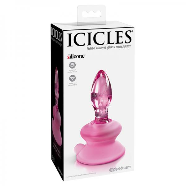 Icicles No. 90 - Glass Suction Cup Anal Plug - Pink Sex Toy Product