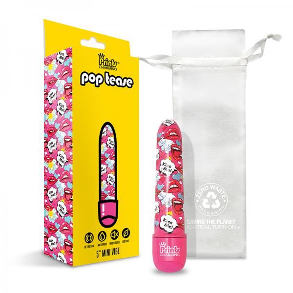 Prints Charming Pop Tease 5" Mini Vibe – Kiss Me – Pink