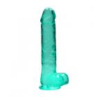 Realrock Crystal Clear Realistic Dildo With Balls 10 In. Turquoise Sex Toy Product