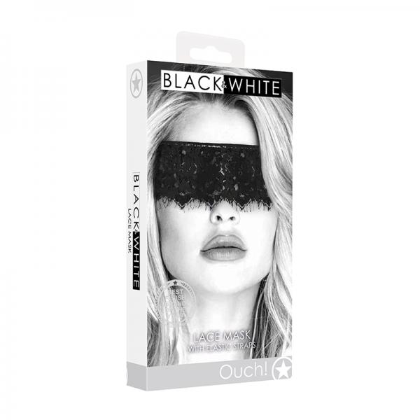 Ouch! Black & White Lace Mask With Elastic Straps Black Sex Toy Product