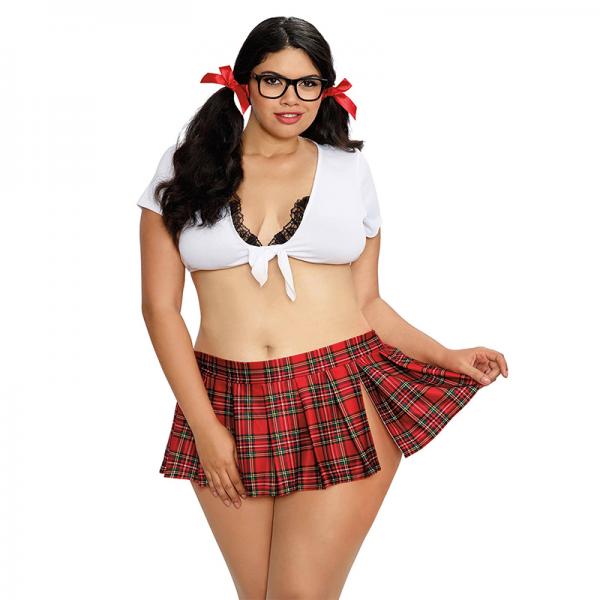 Dreamgirl Two-piece Schoolgirl-themed Set With Knit Crop Top And Pleated Mini Skirt Costume Osq Image 3