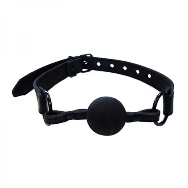 Rouge Leather Ball Gag Black With Black Accessories