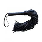 Rouge Long Leather Flogger Black With Black Accessories Sex Toy Product