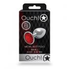 Shots Ouch! Round Gem Butt Plug Small Silver/ruby Red Sex Toy Product