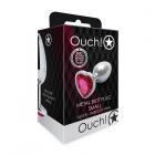 Shots Ouch! Heart Gem Butt Plug Small Silver/rubellite Pink Sex Toy Product