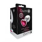 Shots Ouch! Heart Gem Butt Plug Medium Silver/rubellite Pink Sex Toy Product