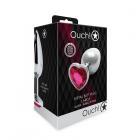 Shots Ouch! Heart Gem Butt Plug Large Silver/rubellite Pink Sex Toy Product