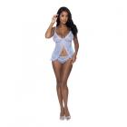 Magic Silk Ooh La Lace Babydoll & Split Crotch Panty Set Periwinkle L/xl Sex Toy Product