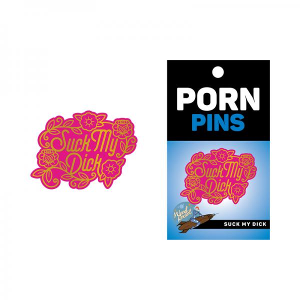 Wood Rocket Porn Suck My Dick Pin - Pink/gold