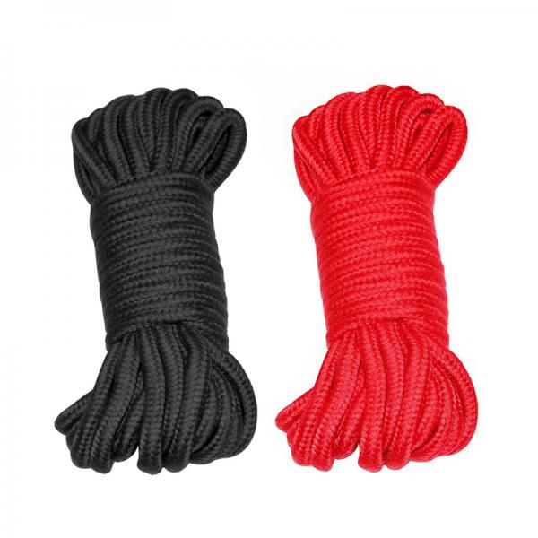 Plesur Cotton Shibari Bondage Rope 2 Pack - Black/red