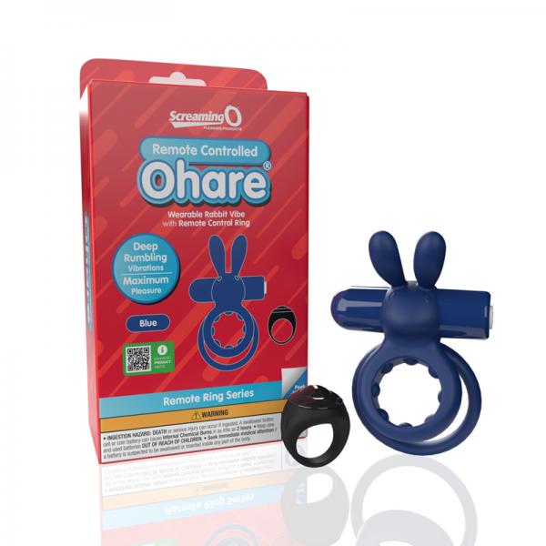 Screaming O Ohare Remote Controlled Vibrating Ring - Blue