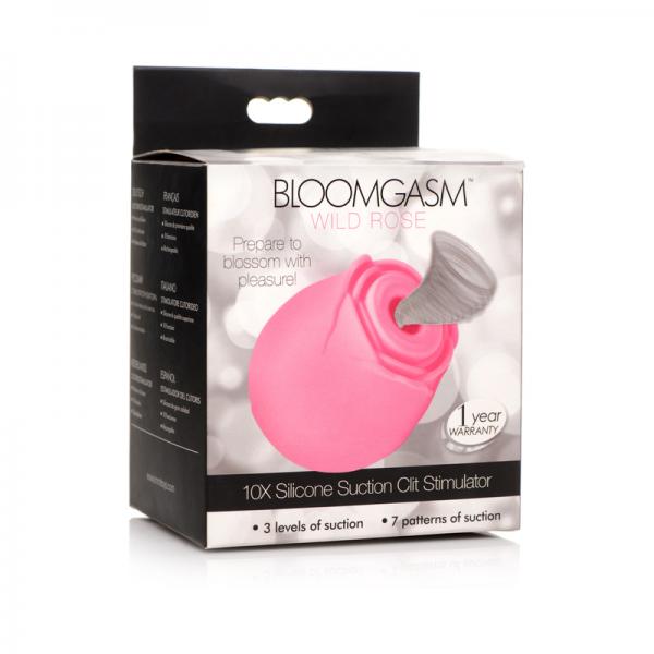 Bloomgasm 10x Wild Rose Silicone Suction Clit Stimulator Pink Image 2