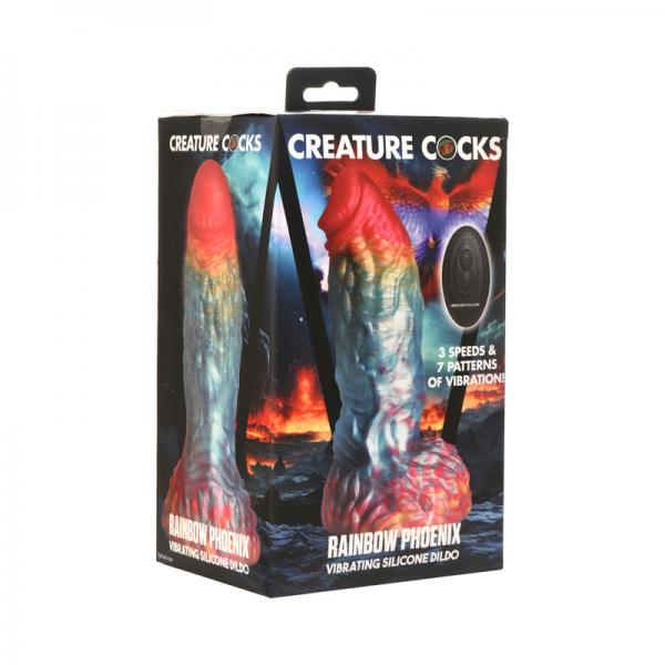 Creature Cocks Rainbow Phoenix Vibrating Silicone Dildo Image 2