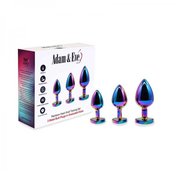Adam & Eve Rainbow Heart Anal Plug Training Set Sex Toy Product