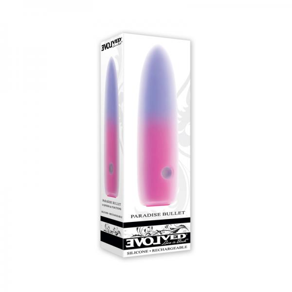 Evolved Paradise Bullet Rechargeable Dual Layer Silicone Bullet Vibrator Pinkpurple