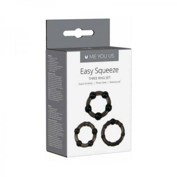 Linx Easy Squeeze Cock Ring Set Black