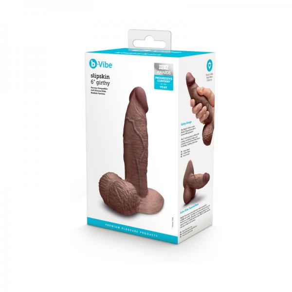 B-vibe Slipskin Dildo Girthy 6 Brn