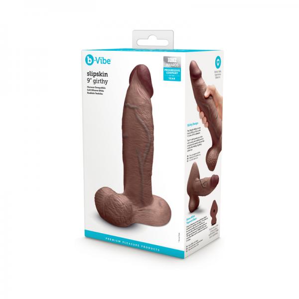 B-vibe Slipskin Dildo Girthy 9 Brn