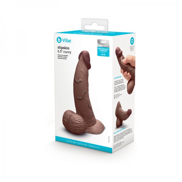 B-vibe Slipskin Dildo Curve 6.5 Brn