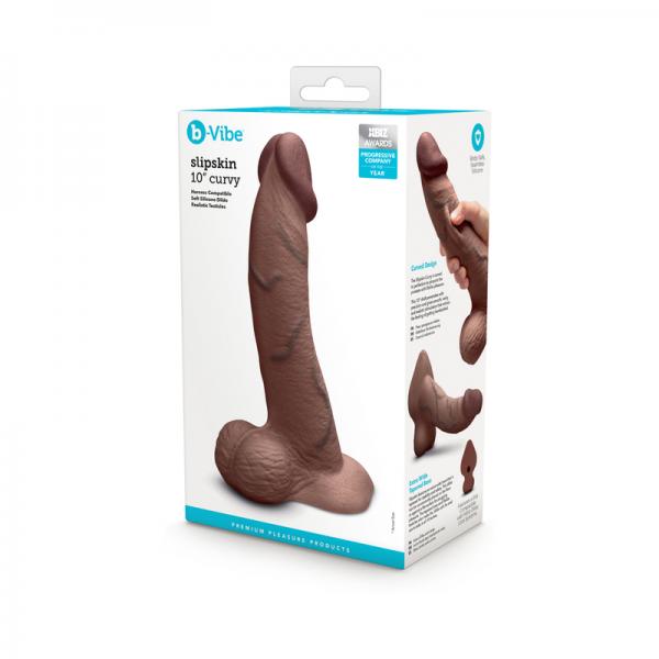 B-vibe Slipskin Dildo Curve 10 Brn
