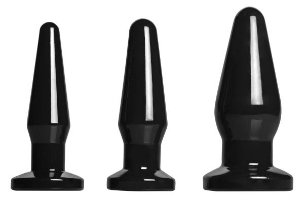 Level Up 3 Piece Anal Plug Set Black Sex Toy Product