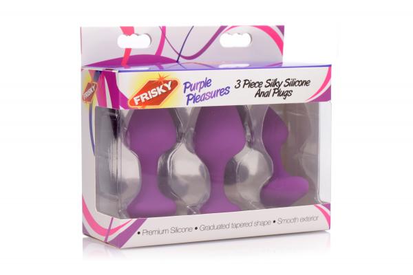 Purple Pleasures 3 Piece Silicone Anal Plugs Sex Toy Product