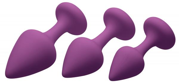 Purple Pleasures 3 Piece Silicone Anal Plugs Sex Toy Product