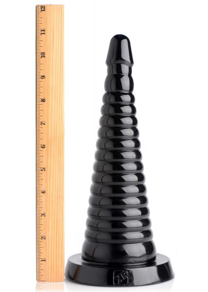 Giant Ribbed Anal Cone Black Sex Toy Product