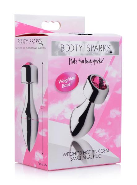 Booty Sparks Hot Pink Gem Weighted Anal Plug Small Sex Toy Product