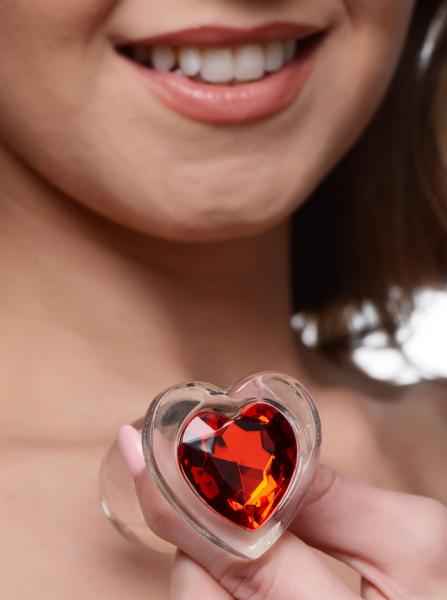 Red Heart Gem Glass Anal Plug – Medium