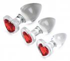 Red Heart Gem Glass Anal Plug Set Image 2