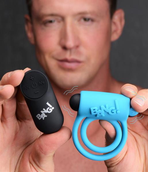 Remote Control 28x Vibrating Cock Ring And Bullet – Blue