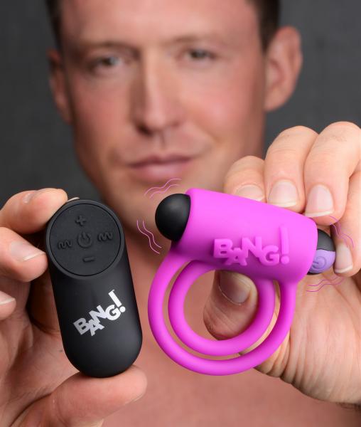 Remote Control 28x Vibrating Cock Ring And Bullet – Purple