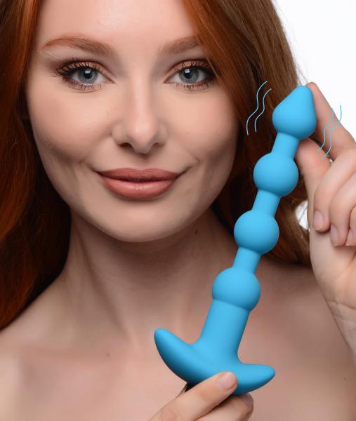 Remote Control Vibrating Silicone Anal Beads - Blue Sex Toy Product