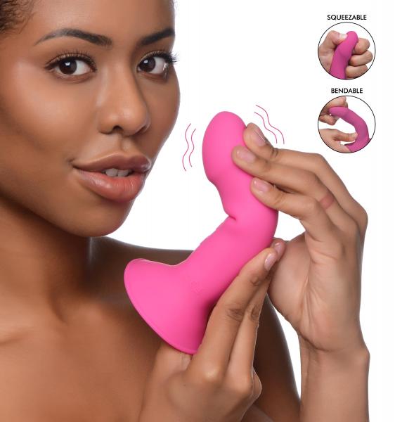 10x Squeezable Vibrating Dildo - Pink Image 2