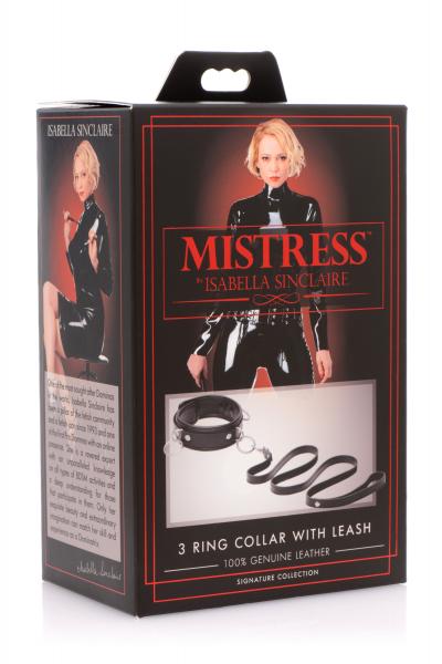 Isabella Sinclaire 3 Ring Leather Collar With Leash Sex Toy Product