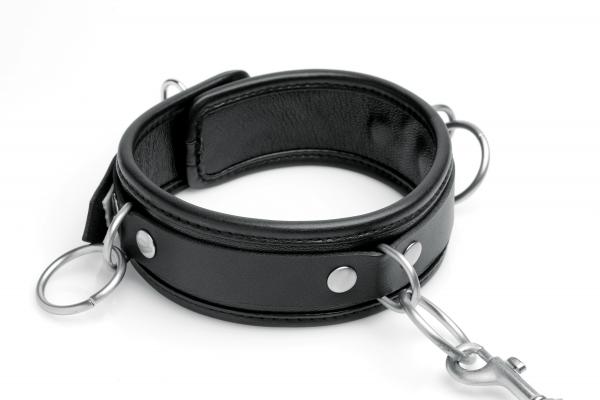 Isabella Sinclaire 3 Ring Leather Collar With Leash Sex Toy Product