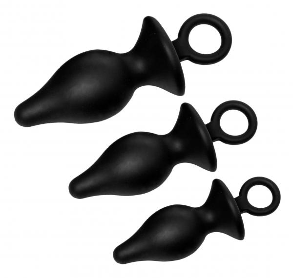 Butt Plug Kit Black 3 Pacifiers  Sex Toy Product