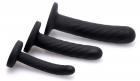 Trintiy Strap On Silicone 3 Piece Dildo Set Black Sex Toy Product