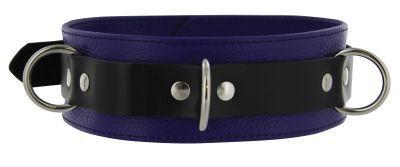 Strict Leather Deluxe Locking Collar - Blue And Black Sex Toy Product