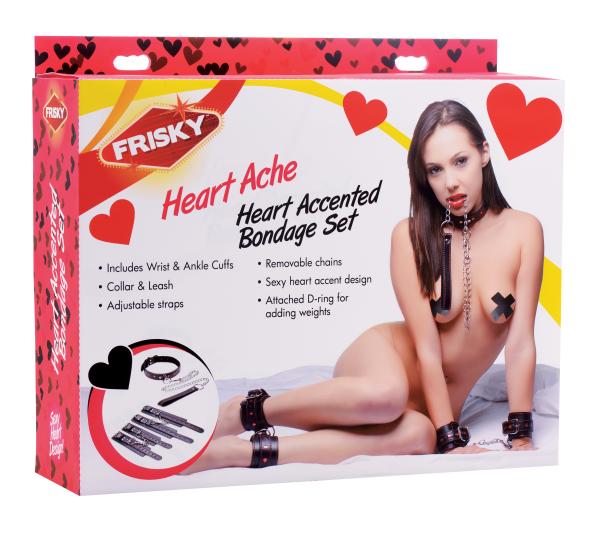 Heart Ache 5 Piece Heart Accented Bondage Set Sex Toy Product
